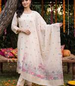 women animal regular kurta with trousers & with dupatta
