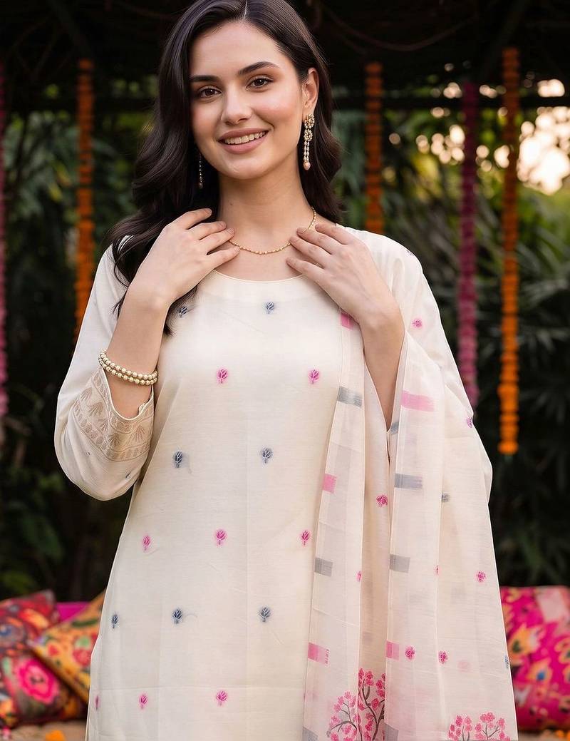 women animal regular kurta with trousers & with dupatta