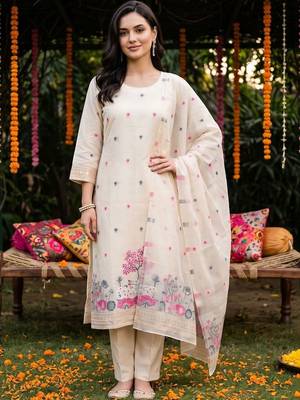 women animal regular kurta with trousers & with dupatta 6