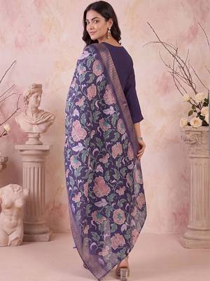 women floral embroidered regular thread work kurta with trousers & with dupatta 5