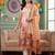 women ethnic motifs printed regular thread work linen kurta with trousers & with dupatta