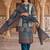 women ethnic motifs printed regular mirror work cotton kurta with trousers & with dupatta