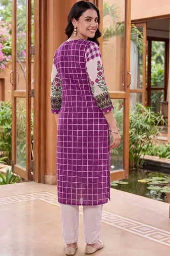 women printed regular cotton kurta with trousers