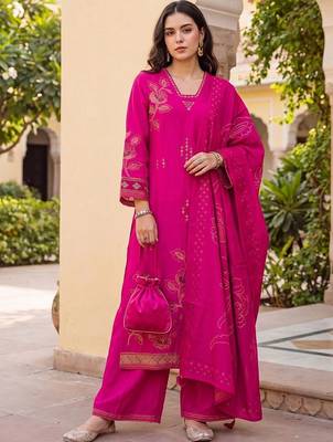 women floral printed regular kurta with palazzos & with dupatta 1