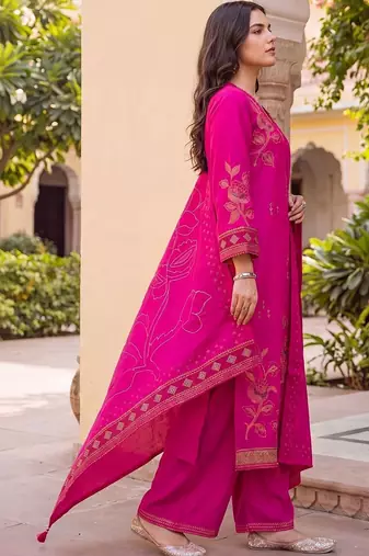 women floral printed regular kurta with palazzos & with dupatta