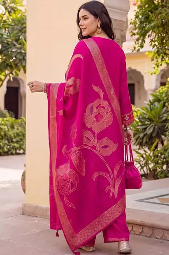 women floral printed regular kurta with palazzos & with dupatta