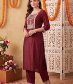 women ethnic motifs embroidered regular thread work liva kurta with patiala