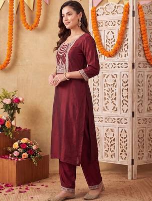 women ethnic motifs embroidered regular thread work liva kurta with patiala 2