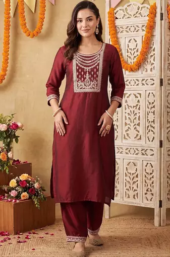 women ethnic motifs embroidered regular thread work liva kurta with patiala