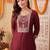 women ethnic motifs embroidered regular thread work liva kurta with patiala