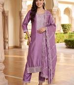 women ethnic motifs embroidered regular thread work kurta with trousers & with dupatta