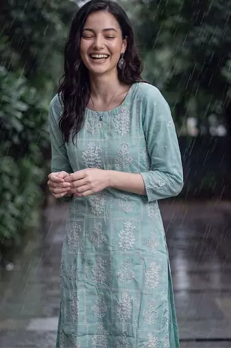 women ethnic motifs embroidered regular thread work kurta with trousers & with dupatta