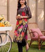 women floral printed regular beads and stones cotton kurta with trousers
