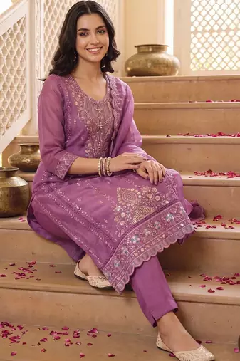 women ethnic motifs kurta with trouser & dupatta