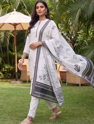 women floral printed regular cotton kurta with palazzos & with dupatta 1