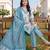 women floral printed regular cotton kurta with trousers & with dupatta