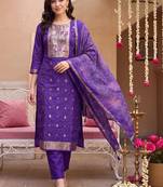 women ethnic motifs regular kurta with trousers & with dupatta