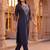 women ethnic motifs embroidered regular thread work kurta with trousers
