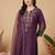 women ethnic motifs embroidered regular thread work kurta with trousers & with dupatta