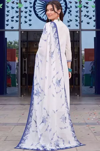 motifs embroidered regular thread work cotton kurta with trousers & with dupatta