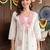 women ethnic motifs printed empire mirror work cotton kurta with trousers