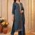 women embroidered regular thread work kurta with trousers & with dupatta