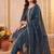 women embroidered regular thread work kurta with trousers & with dupatta