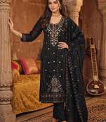 women ethnic motifs embroidered regular kurta with trousers & with dupatta