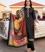 women ethnic motifs printed regular kurta with trousers & with dupatta