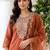 women ethnic motifs embroidered regular thread work liva kurta with trousers & with dupatta