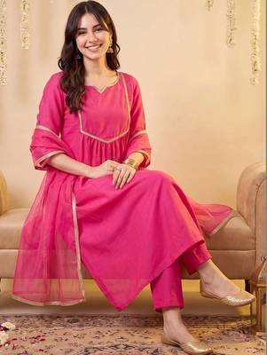 women empire gotta patti kurta with trousers & with dupatta 1