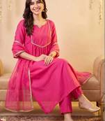 women empire gotta patti kurta with trousers & with dupatta