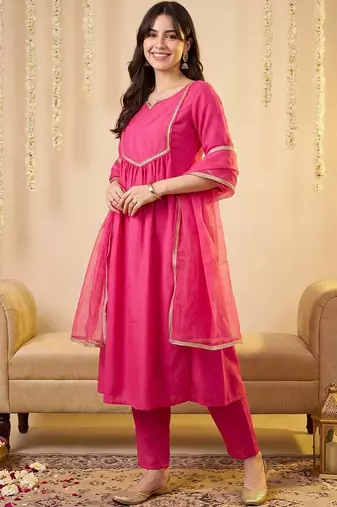 women empire gotta patti kurta with trousers & with dupatta