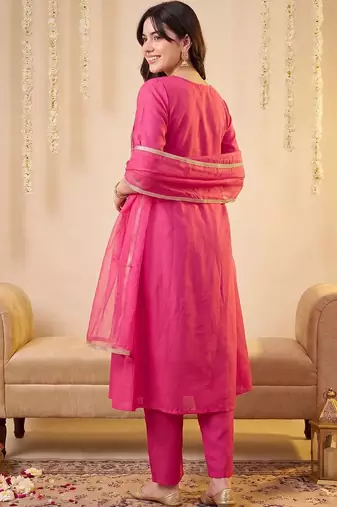 women empire gotta patti kurta with trousers & with dupatta