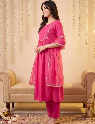 women empire gotta patti kurta with trousers & with dupatta 5