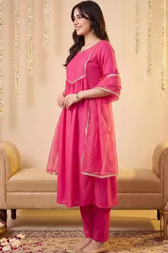 women empire gotta patti kurta with trousers & with dupatta