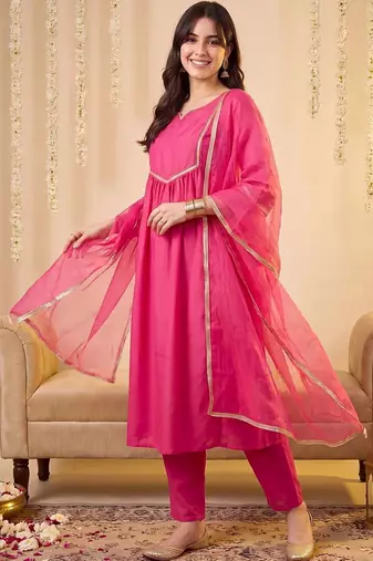 women empire gotta patti kurta with trousers & with dupatta