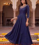women ethnic motifs embroidered empire thread work kurta with pyjamas