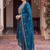 women ethnic motifs embroidered regular thread work kurta with trousers & with dupatta