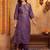 women ethnic motifs printed regular thread work kurta with trousers