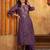 women ethnic motifs printed regular thread work kurta with trousers