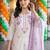 women floral embroidered regular thread work cotton kurta with trousers & with dupatta