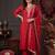 women ethnic motifs embroidered regular thread work liva kurta with trousers & with dupatta