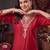 women ethnic motifs embroidered regular thread work liva kurta with trousers & with dupatta