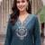 women ethnic motifs embroidered regular thread work kurta with trousers