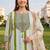 women printed regular thread work cotton kurta with trousers & with dupatta