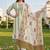 women printed regular thread work cotton kurta with trousers & with dupatta