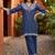 women ethnic motifs embroidered regular thread work linen kurta with palazzos