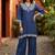 women ethnic motifs embroidered regular thread work linen kurta with palazzos