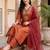women ethnic motifs embroidered regular thread work kurta with trousers & with dupatta